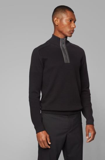 Sweter BOSS Regular Fit Czarne Męskie (Pl64953)